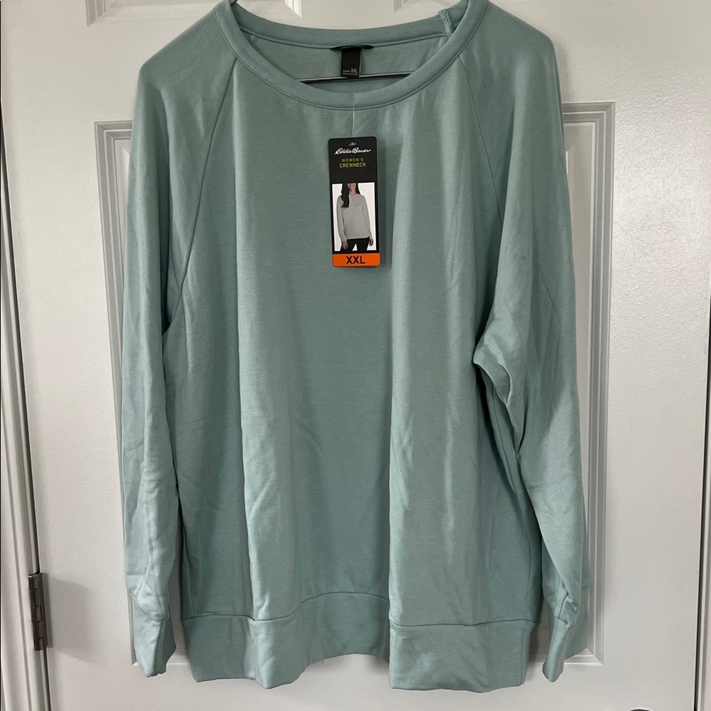 Eddie Bauer Women's Sage Green Crewneck Sweatshirt- Size XXL
